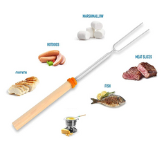 32 inch" Retractable Marshmallow Roasting Sticks – Wooden Handle Campfire Skewers Set