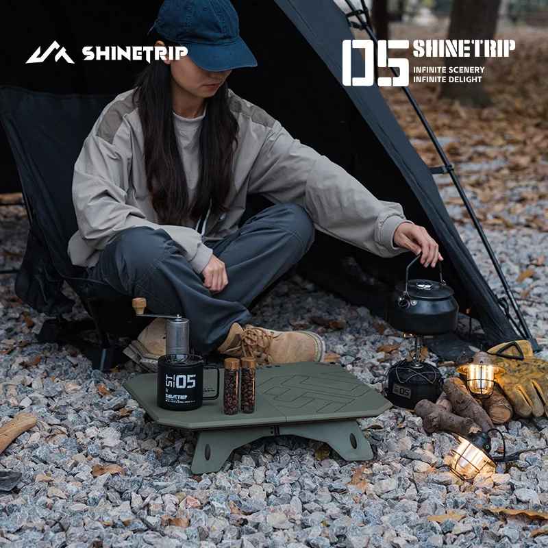 ShineTrip 05 Ultralight Folding Camping Table – Portable ABS Top with Aluminum Stand