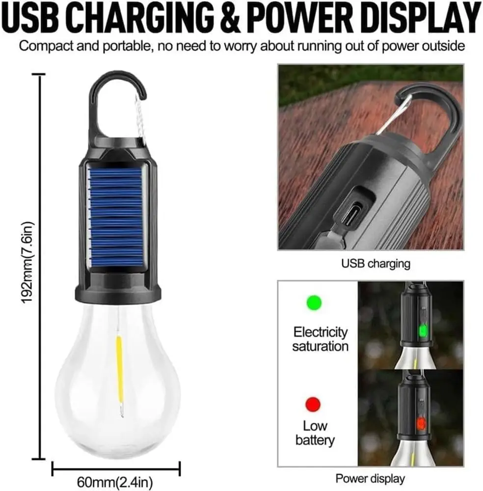 2/4 Pack Rechargeable LED Camping Lanterns – Hanging Tent Lights with Clip Hooks